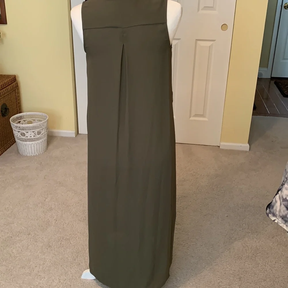 WHO WHAT WEAR Olive Button Down Sleeveless Dress Size XS *NEW*